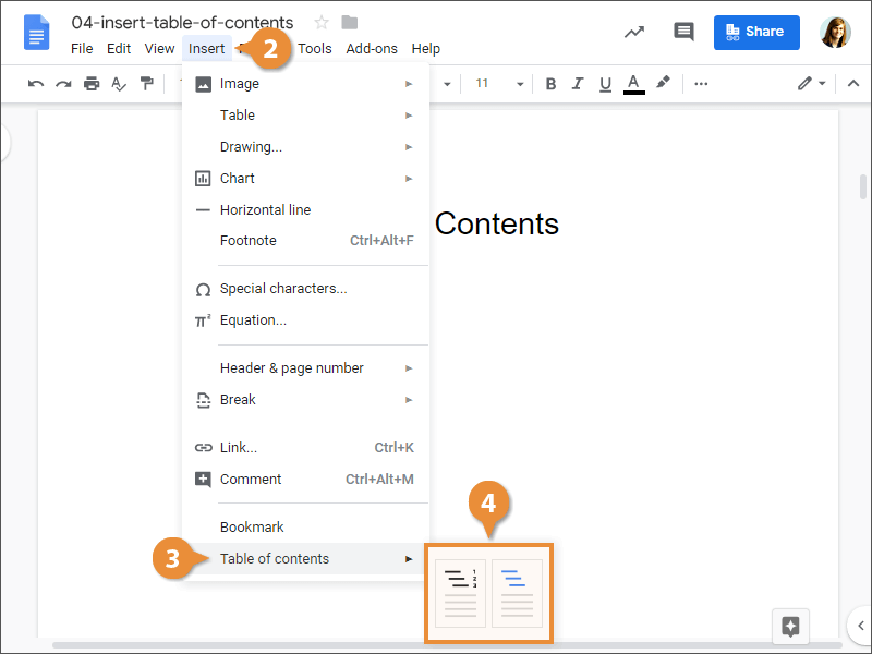 how to add clickable table of contents in word