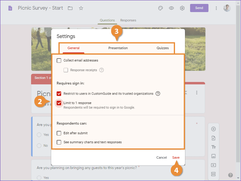 Adjust Form Settings