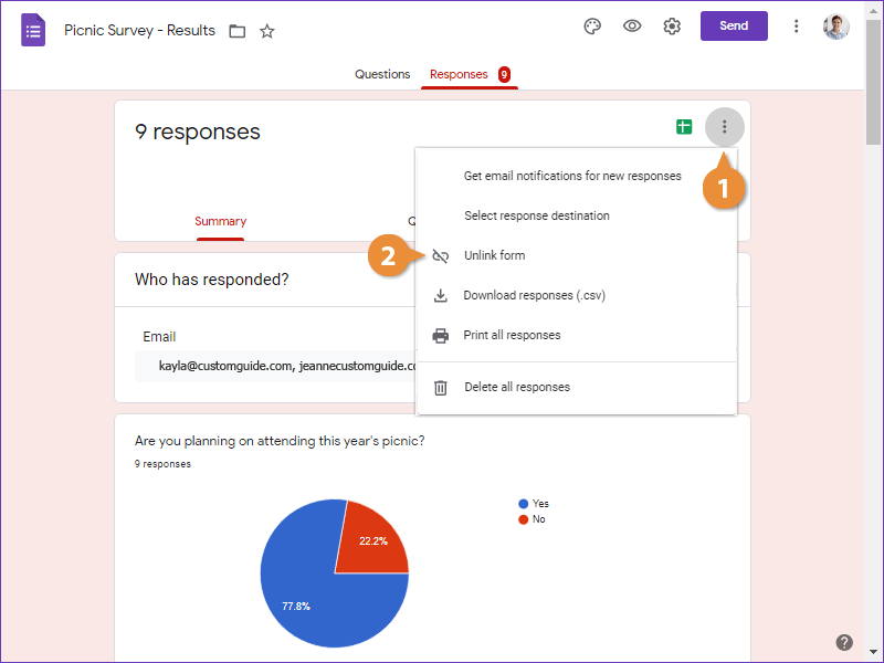 Unlink a Spreadsheet