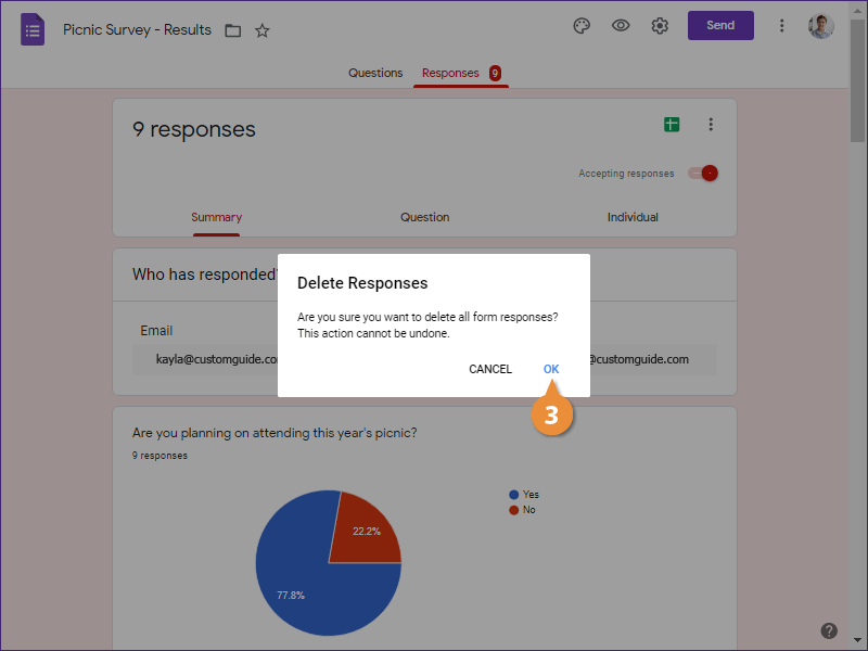 Clear a Form's Responses