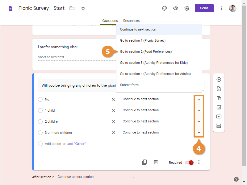 Navigate Based on a Response