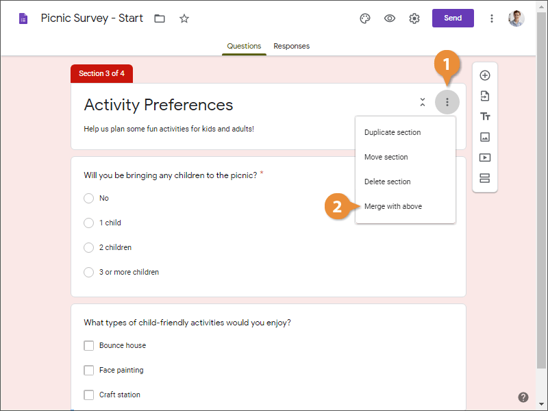 Merge a Section