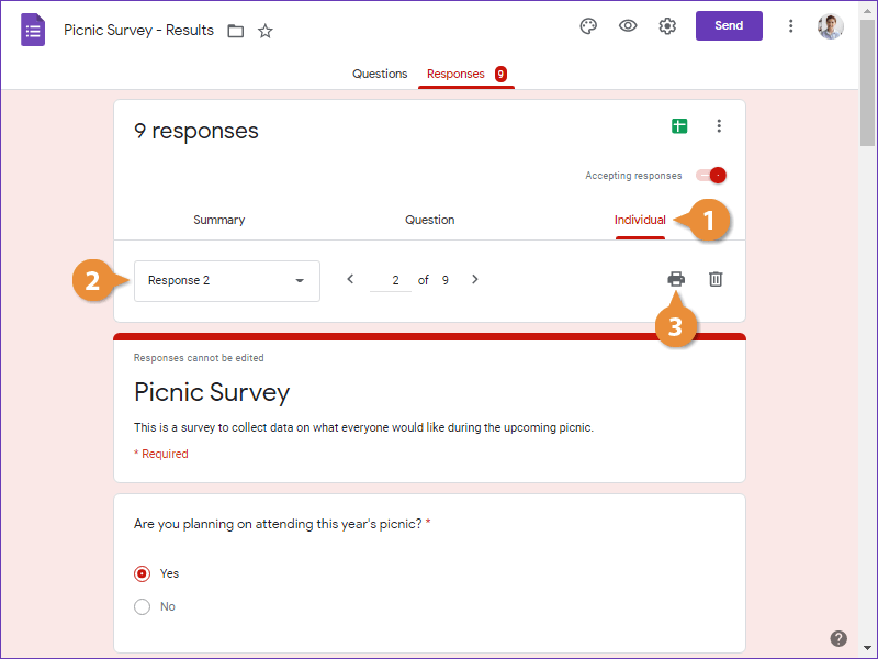 Print an Individual Response