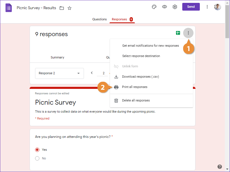 Print All Responses