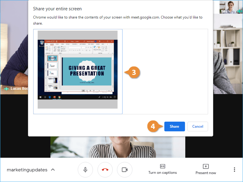 share a presentation on google meet