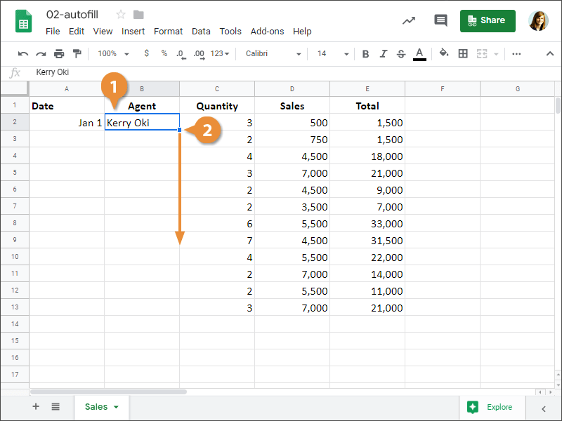 How to use Autofill to Duplicate Data in Google Sheets