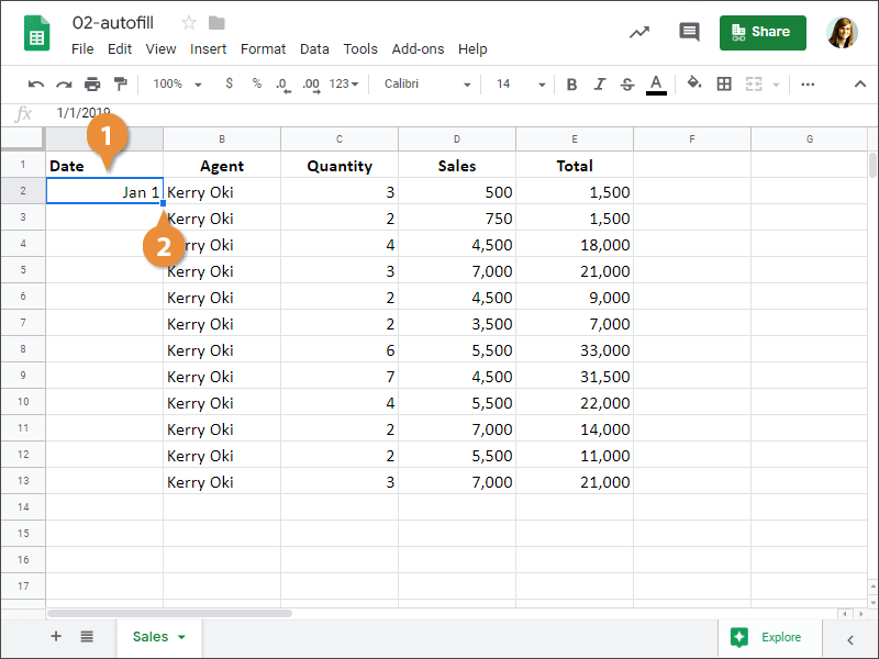 How to use Autofill to Enter a Series in Google Sheets.