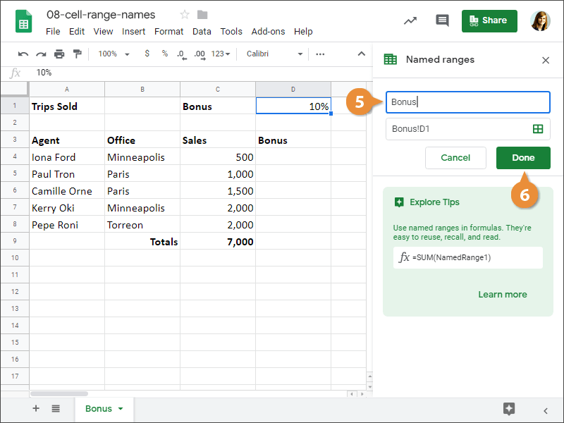 Cell Range Names