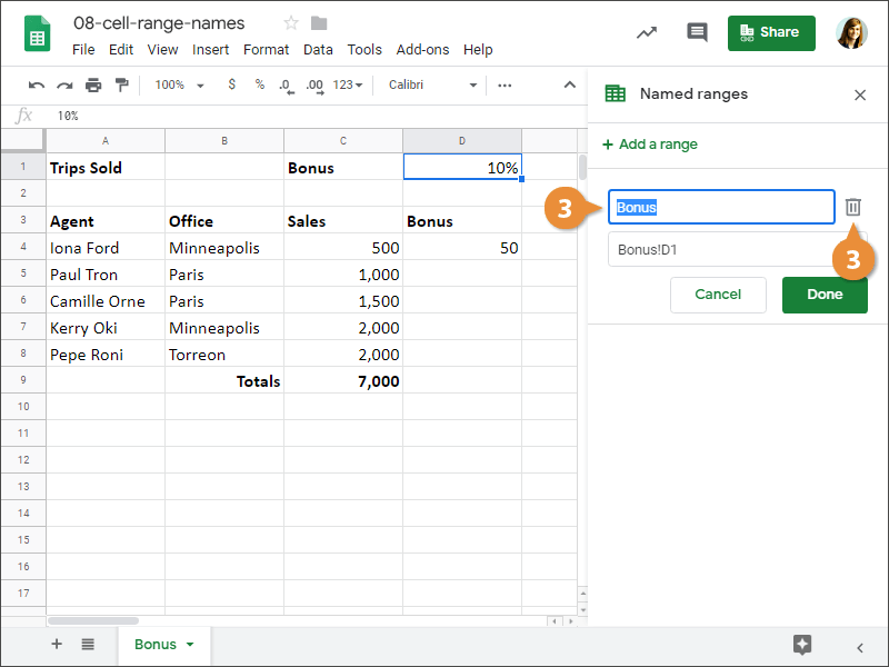 Cell Range Names