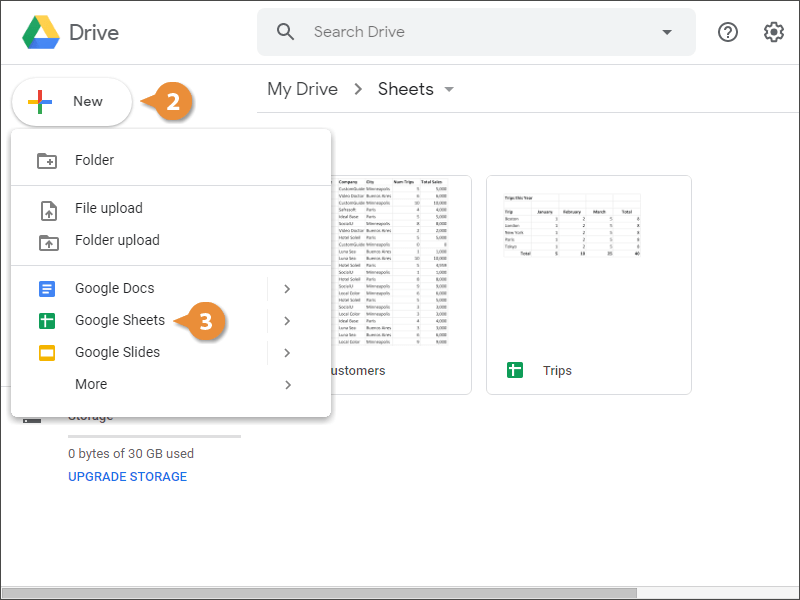 Create a Spreadsheet