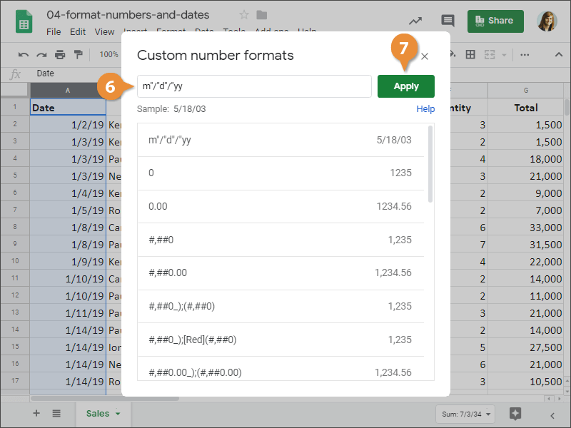 How to create a custom number format in Google Sheets.