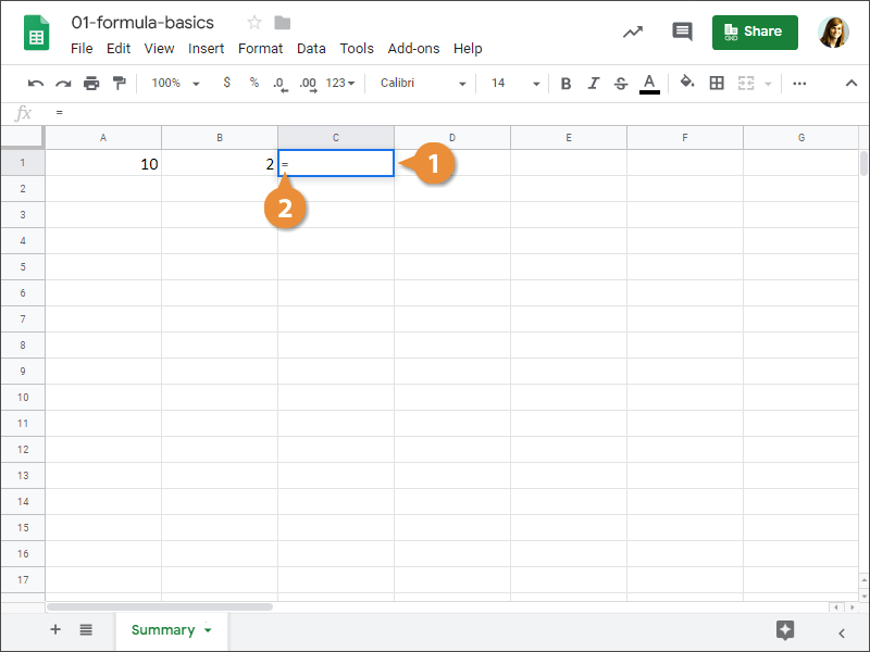 How to create a formula in Google Sheets.