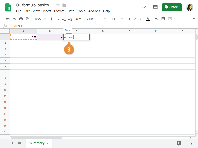 How to create a formula in Google Sheets.