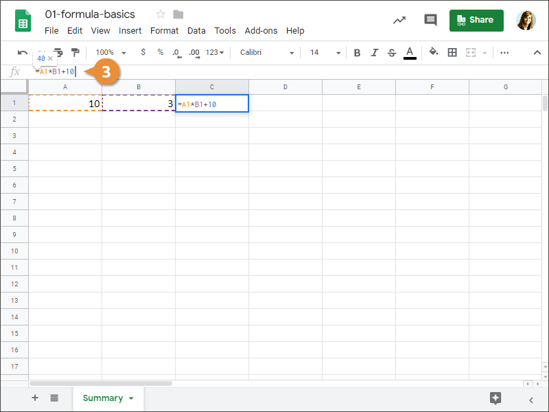 How to edit a formula in Google Sheets.