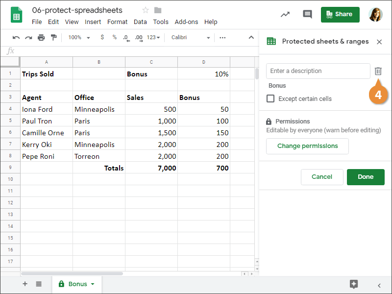 Protect spreadsheets.