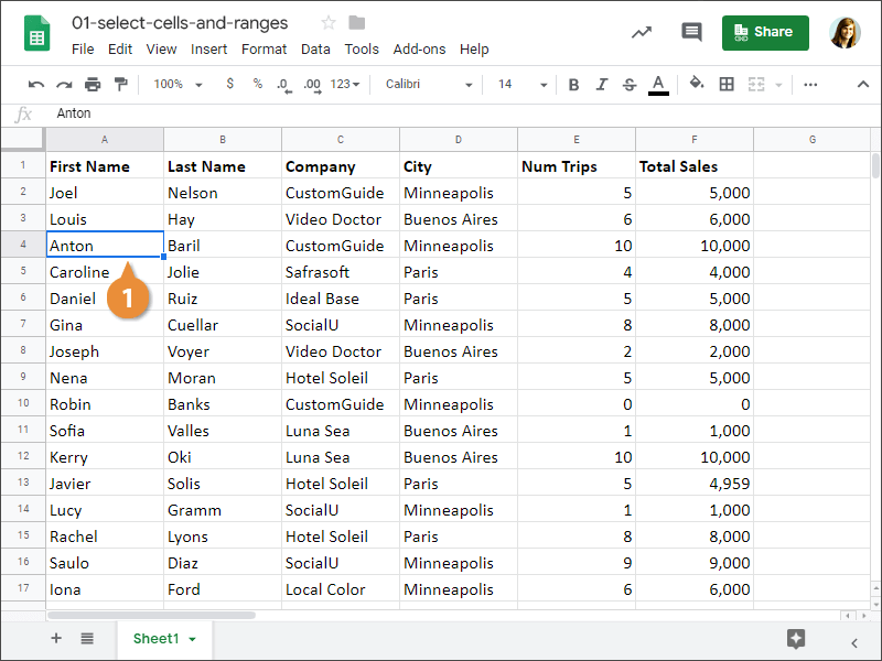 Select Cells and Ranges