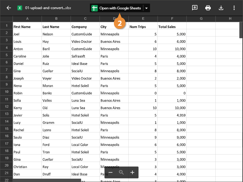 Upload and convert Spreadsheets