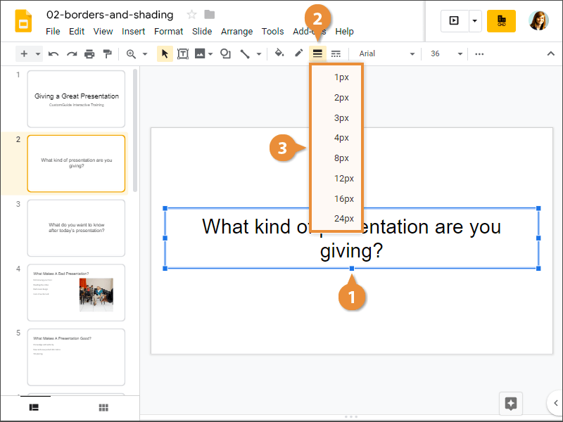 how to add border to text box google slides