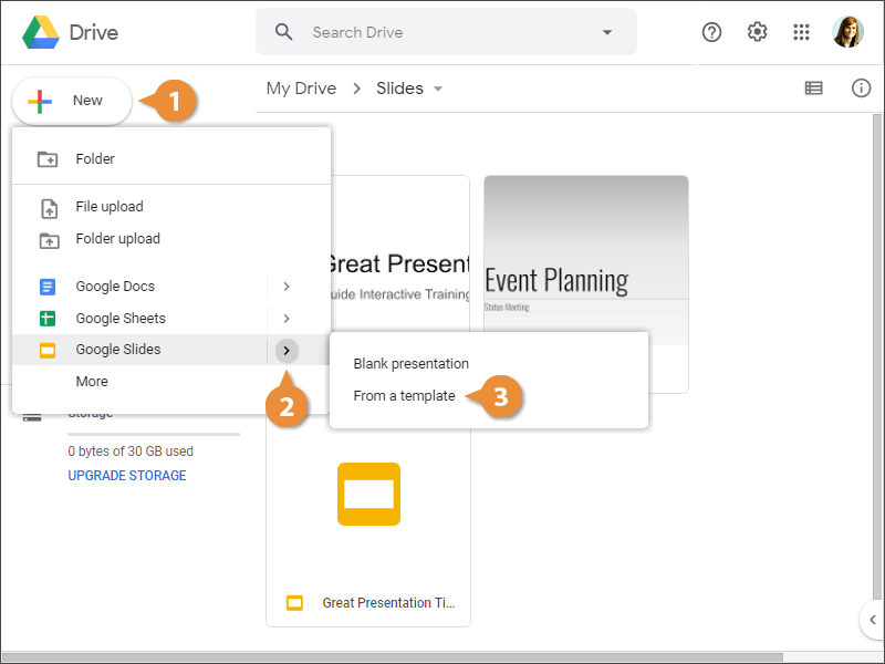 Create a Presentation from a Template