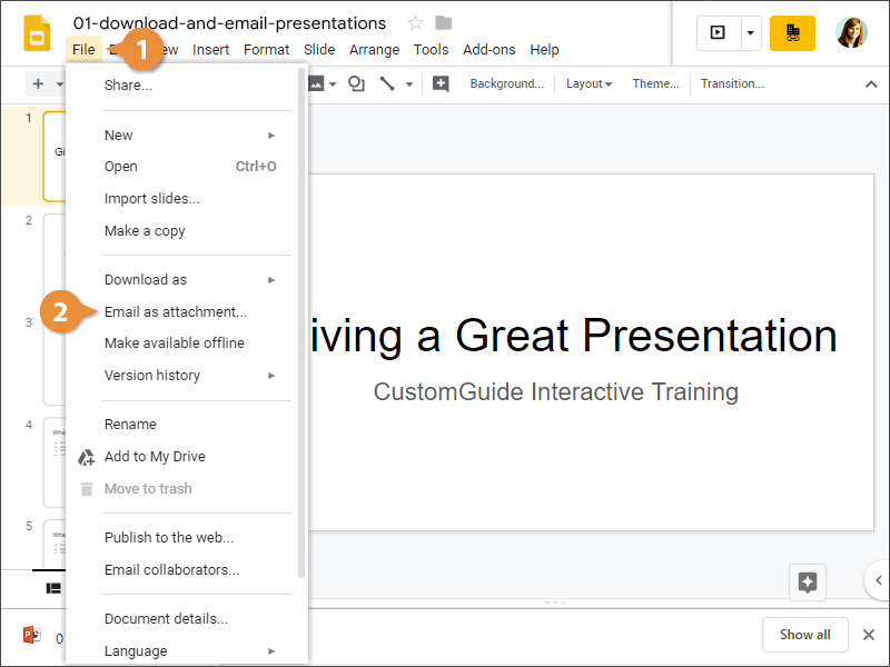 Email a Presentation