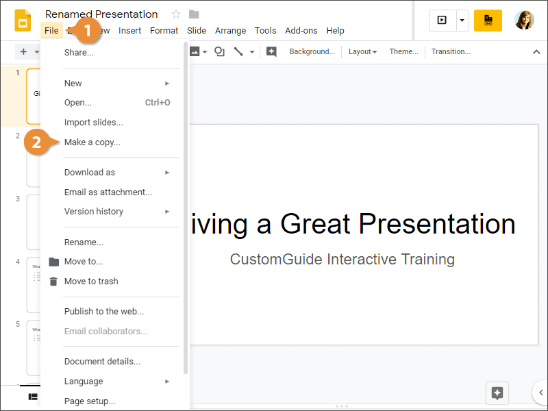 Copy a Presentation