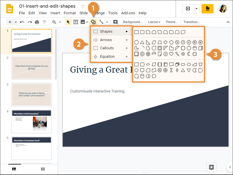 Insert and Edit Shapes | CustomGuide