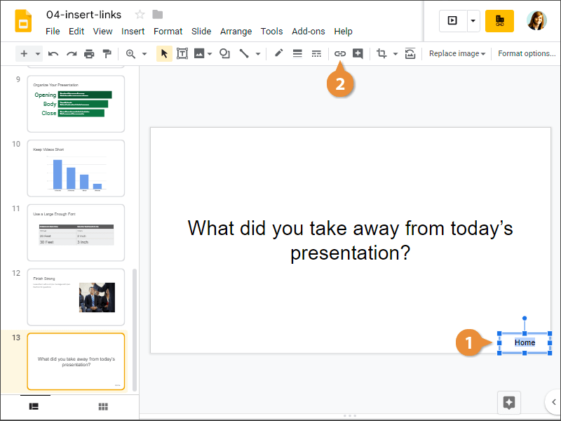 Add a Link to a Slide