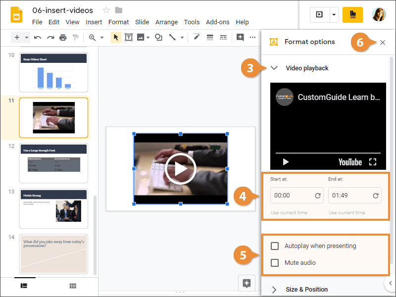 how to put video in google presentation