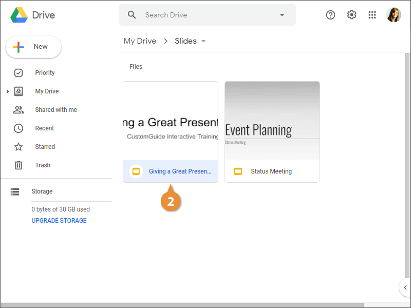 Open a Presentation from Google Drive