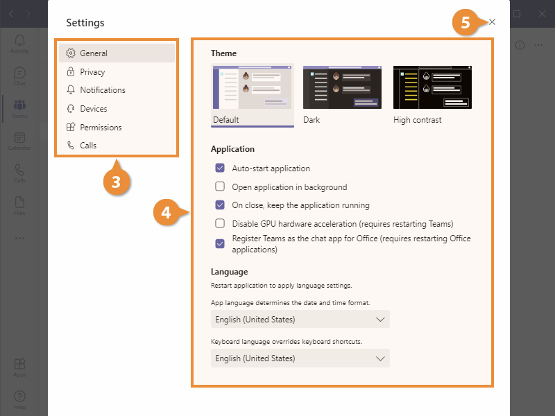 Teams Application Settings