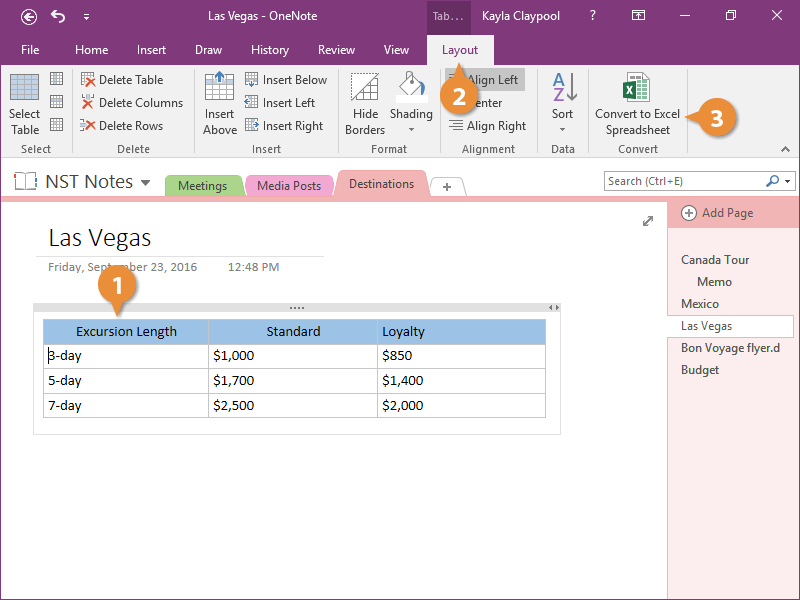 Convert a Table to a Spreadsheet