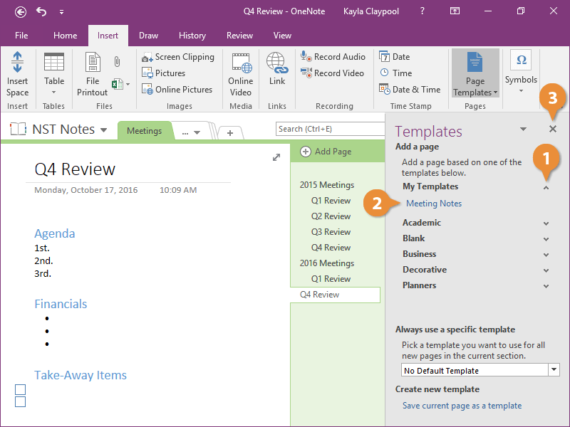 onenote notebook templates