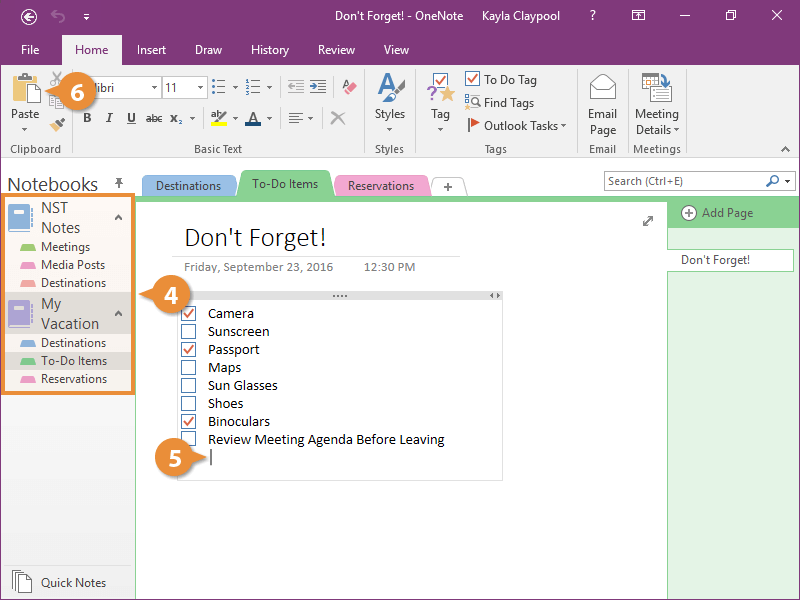 Link Content within OneNote