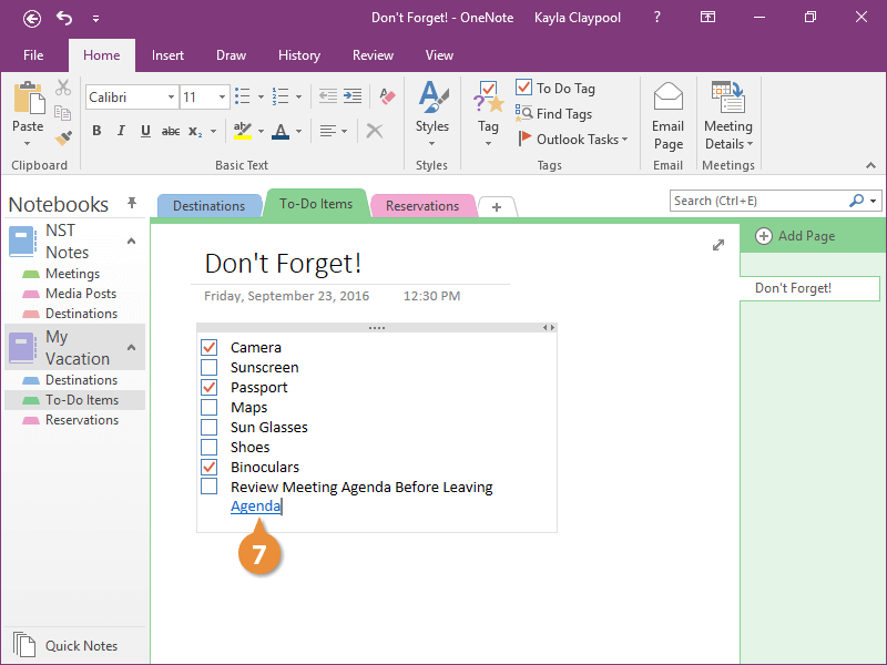 Link Content within OneNote