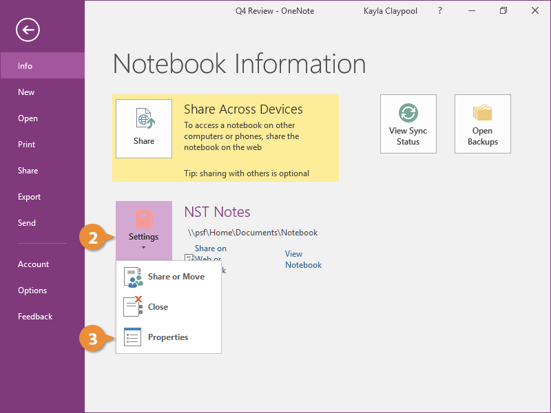 Notebook Properties