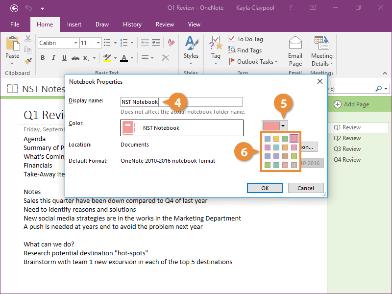 Notebook Properties