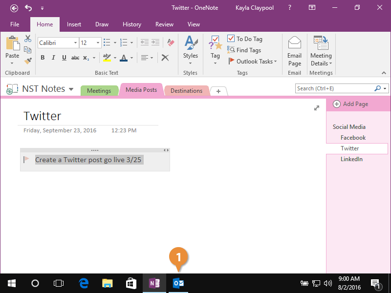 Open a Task in Outlook