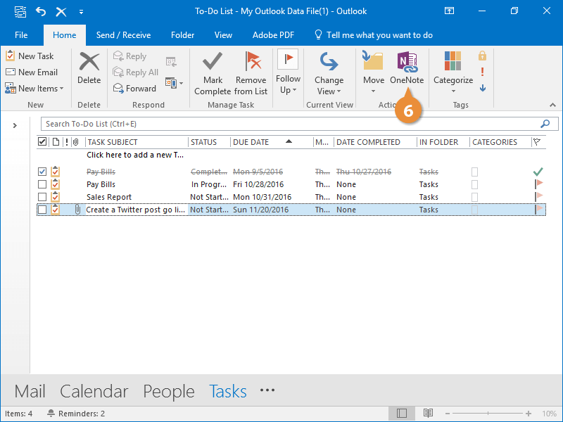 Open a Task in Outlook