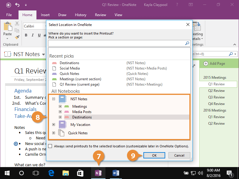 Send Content to OneNote