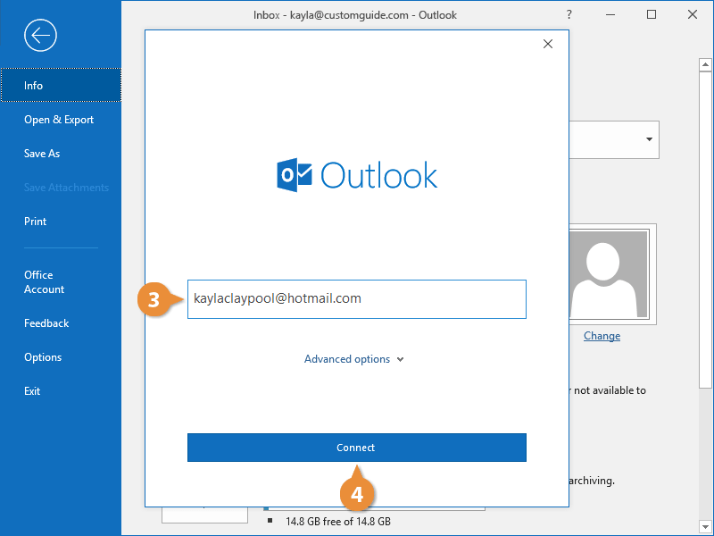 add additional account to outlook web