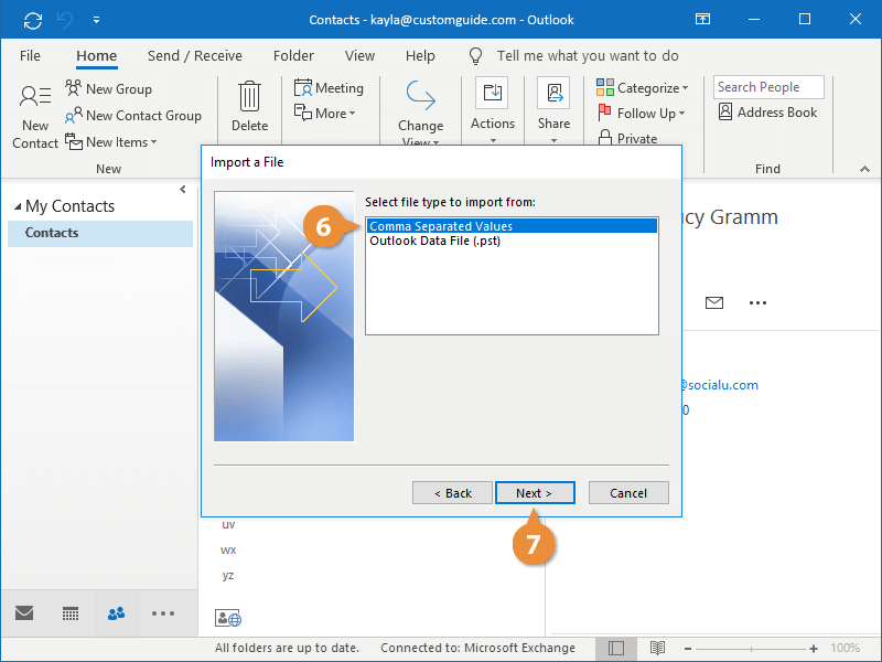 how to import contacts into outlook from excel 2013