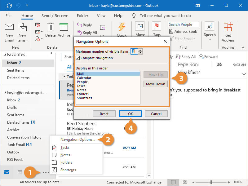 Navigate Outlook