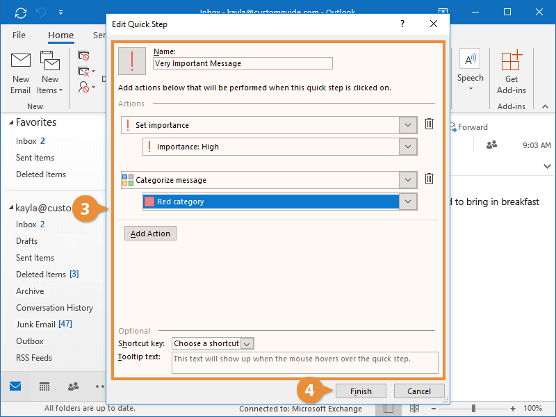 outlook quick steps attachment