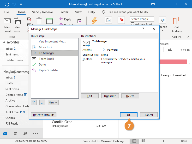 outlook quick steps location