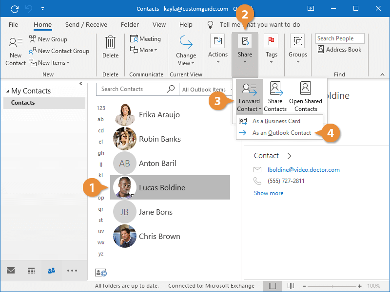 Share Contacts CustomGuide