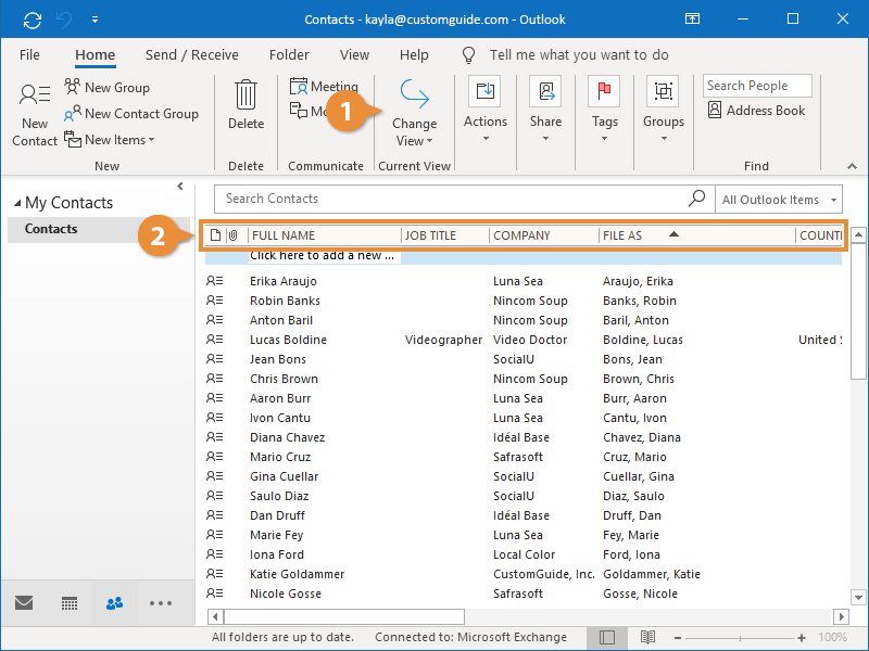 Sort Contacts CustomGuide Sort Contacts CustomGuide
