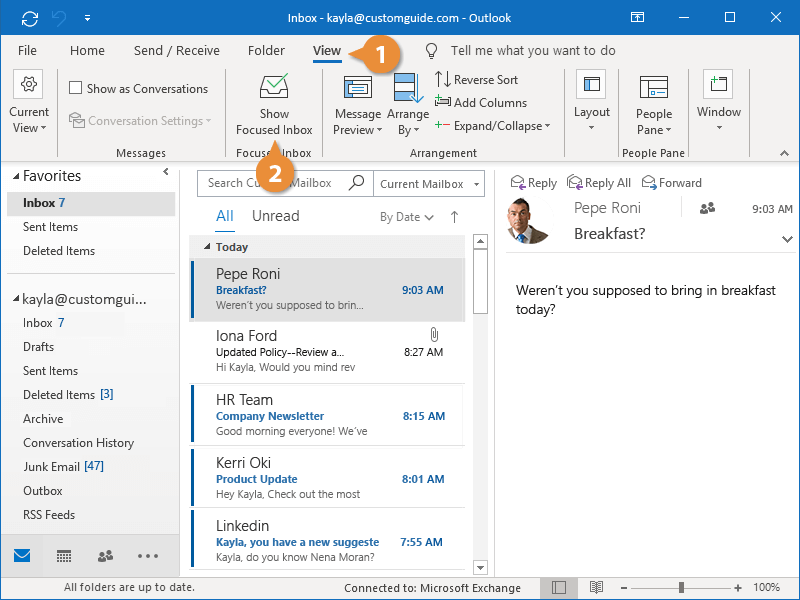 Sort Email CustomGuide