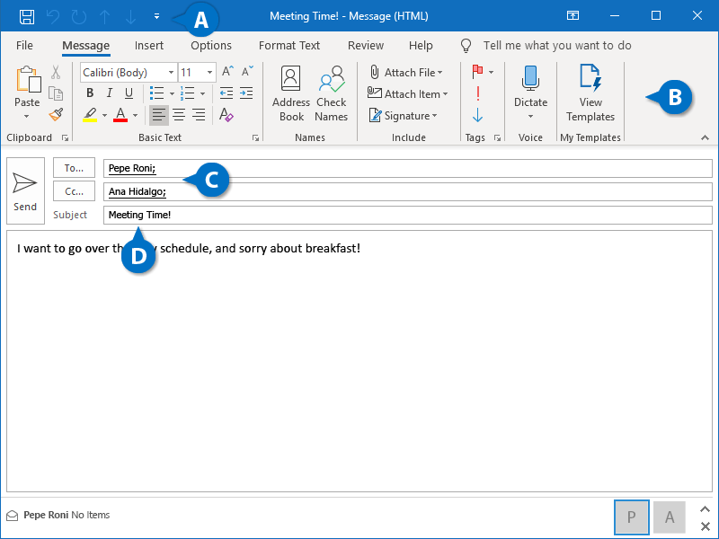message window outlook