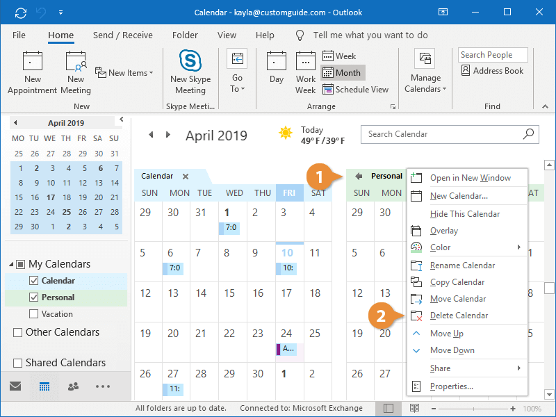 Work with Multiple Calendars