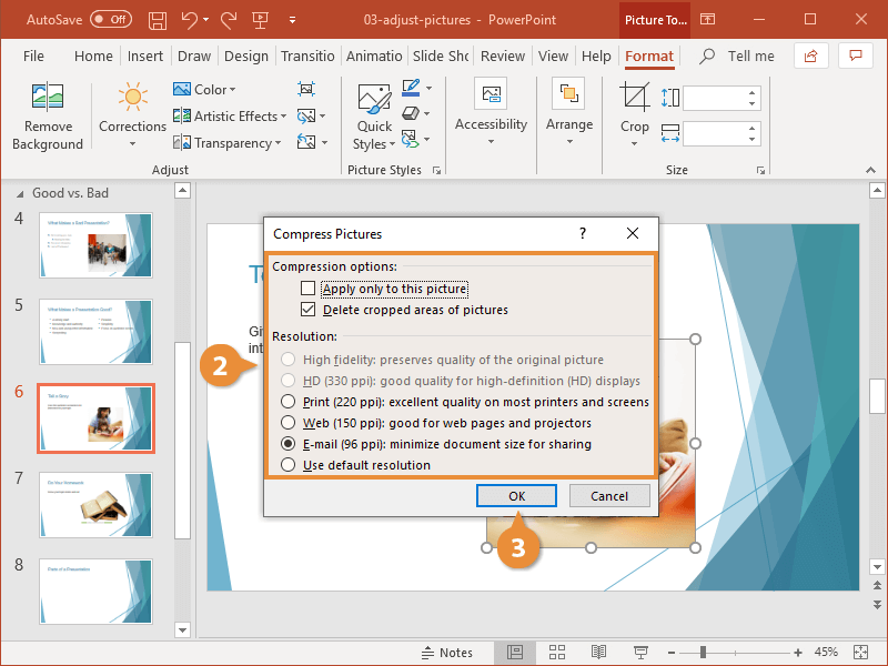 how to compress photos in a powerpoint presentation